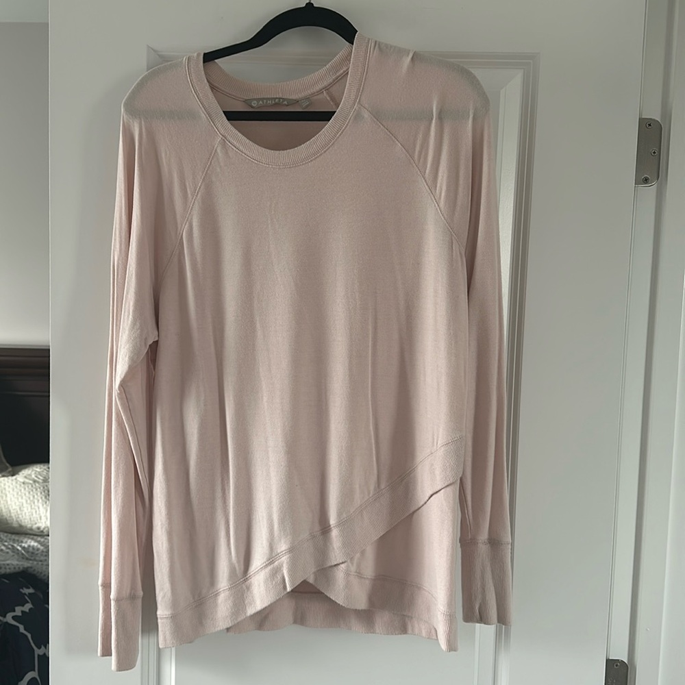 Athleta Light Pink Long Sleeve Pullover Sweatshirt